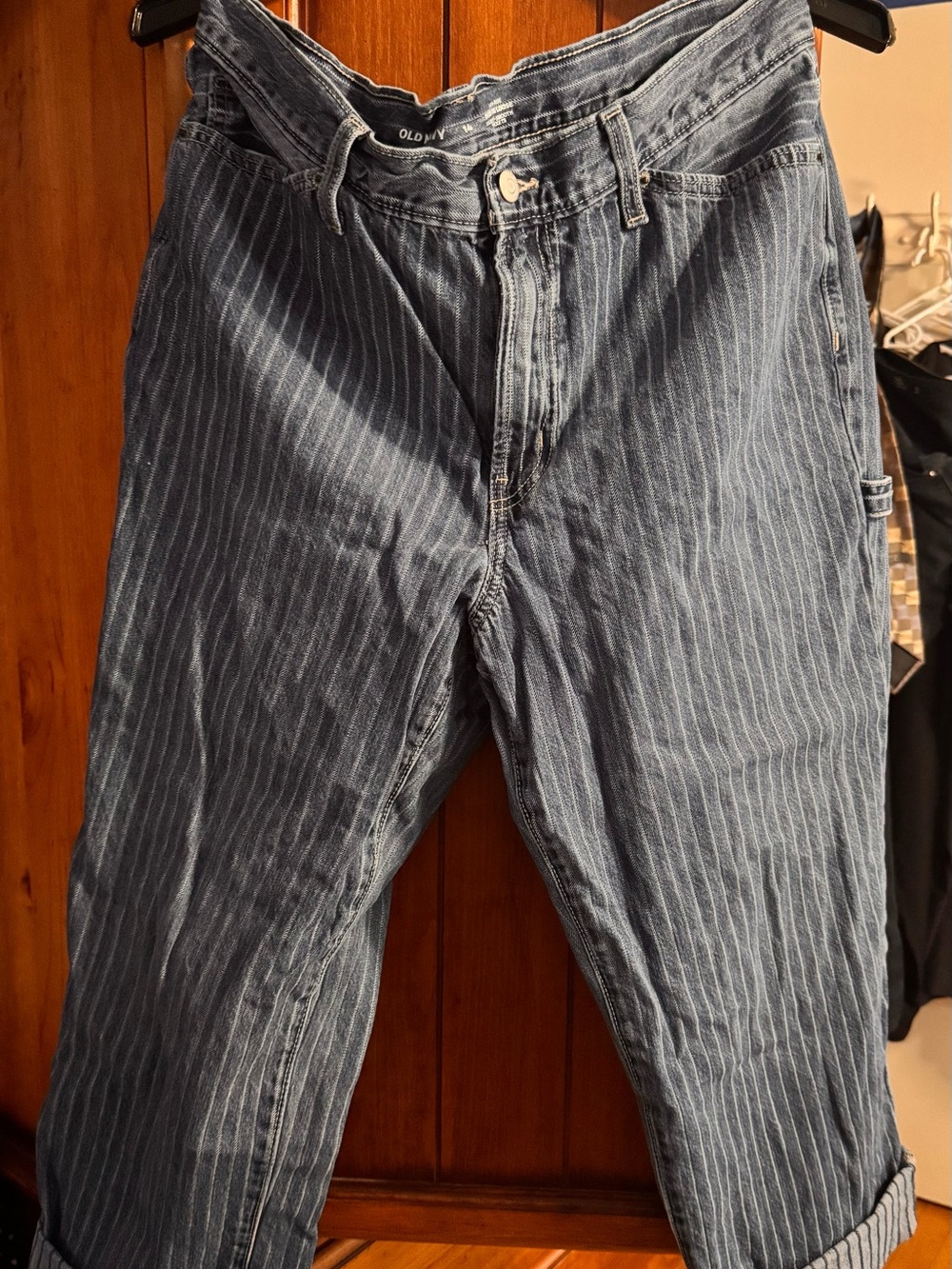 Old Navy Blue Pinstripe Women's Boyfriend Jeans